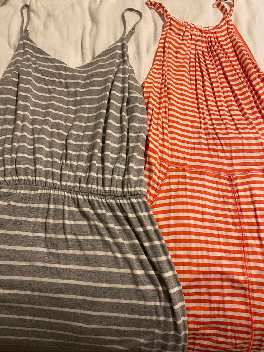 GAP Girls' Striped Sleeveless Pajama Dresses - Gray & Orange